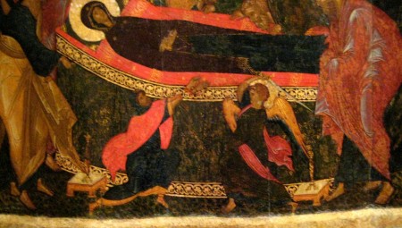 Detail of Dormition Icon: Athonios gets his hands chopped off
