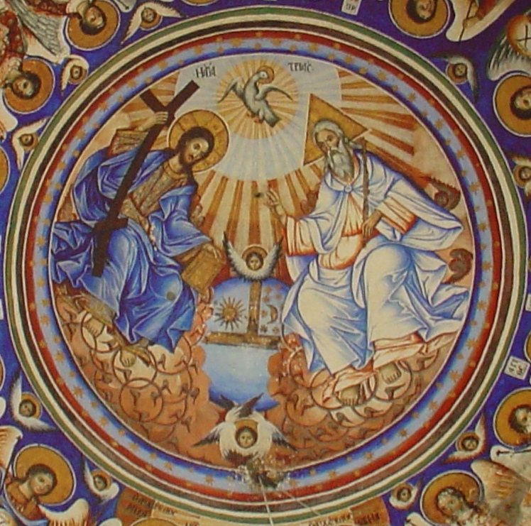 Fresco of the Holy Trinity, Vatopedi Monastery, Mt Athos dans images sacrée moni_vatopediou_fresco_1000ad