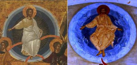 Left: Christ at the Ascension; Right: Christ at the Last Judgment